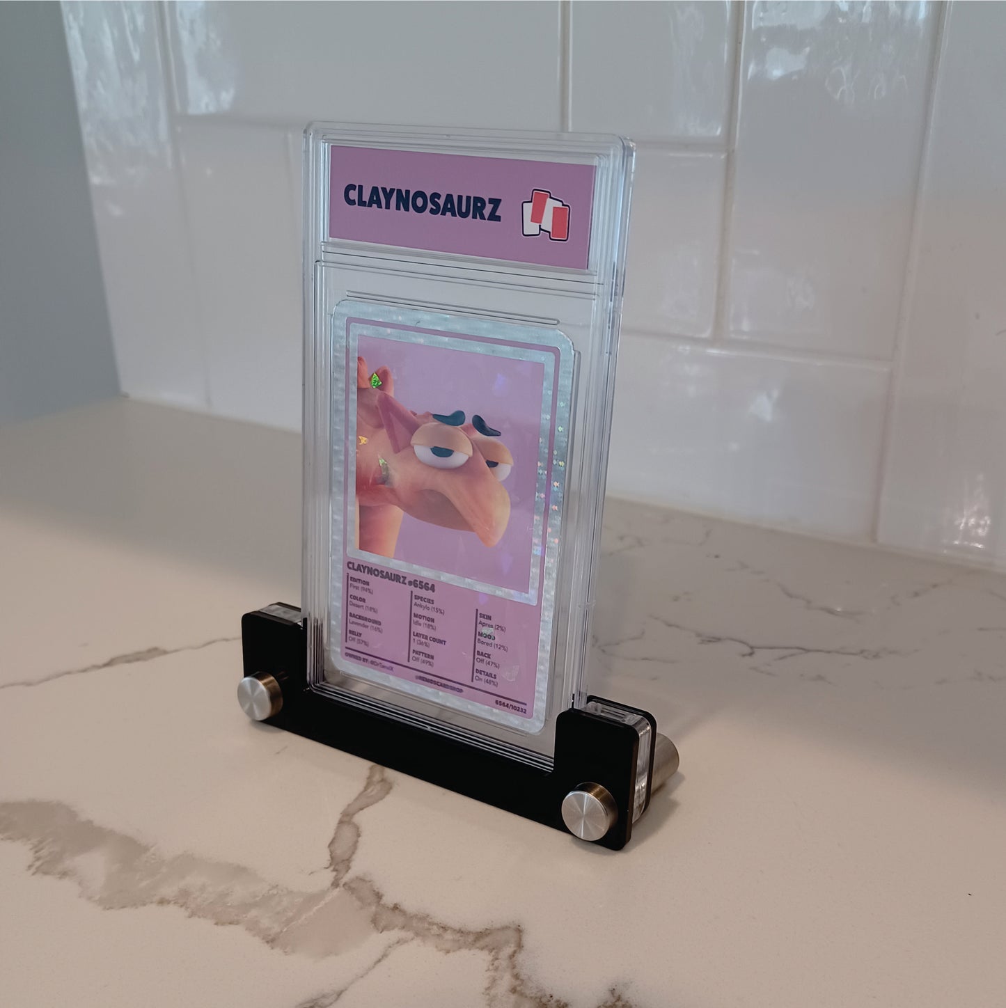 NFT Foil Trading Card Slab with Chrome and Acrylic Display Stand