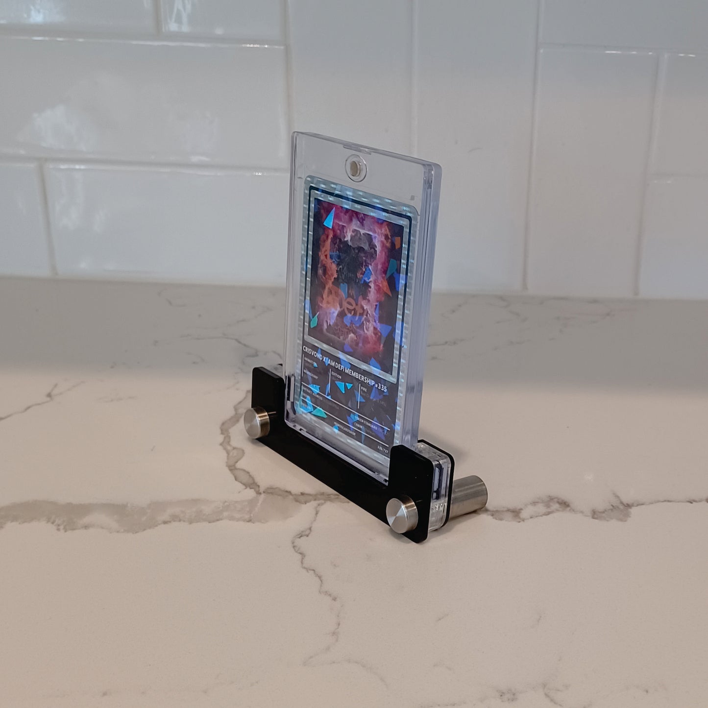NFT Foil Trading Card Slab with Chrome and Acrylic Display Stand