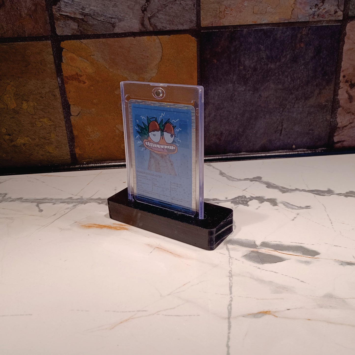 NFT Foil Trading Card Slab with Wooden Display Stand-Magnetic Slab