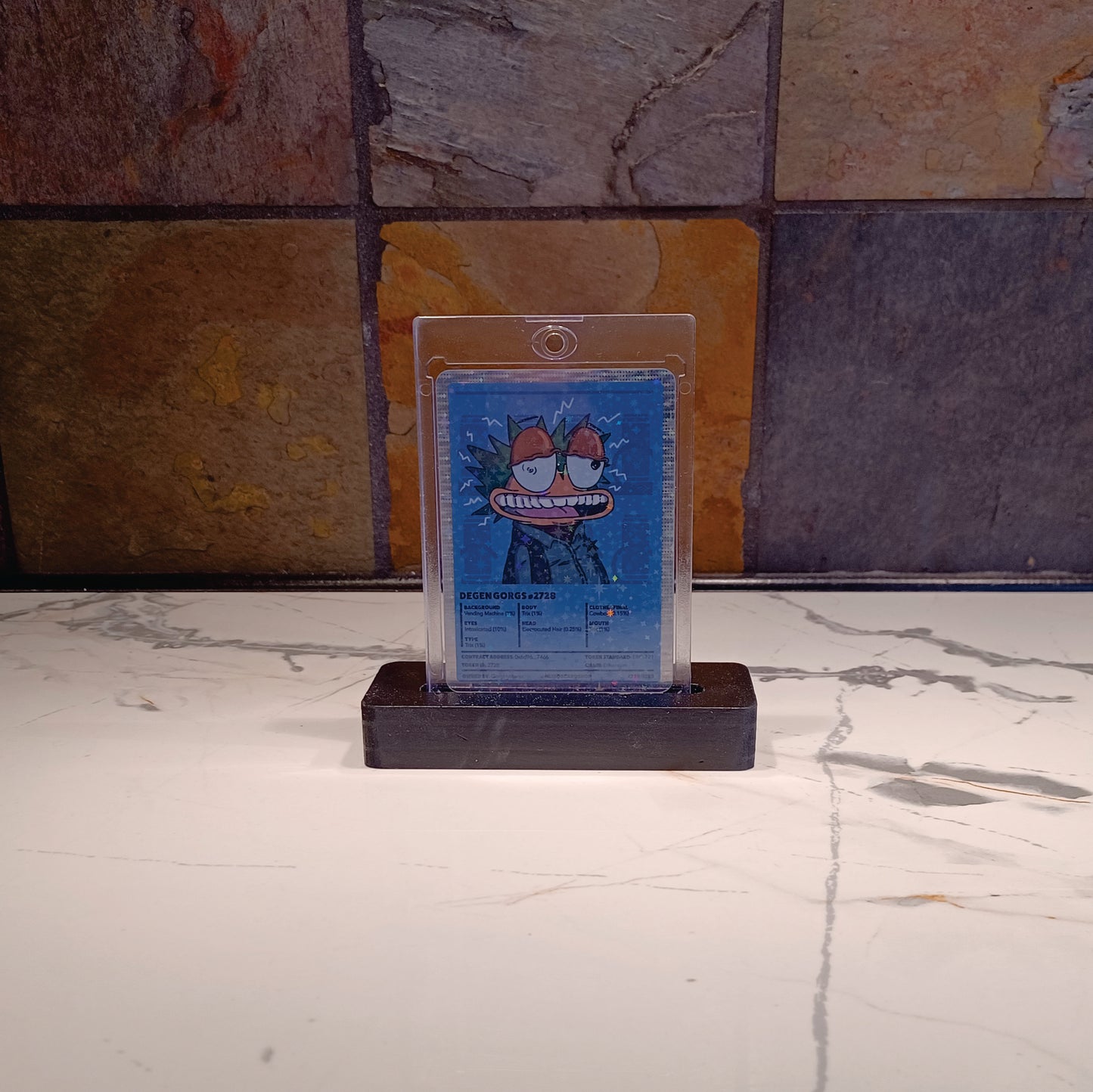 NFT Foil Trading Card Slab with Wooden Display Stand-Magnetic Slab